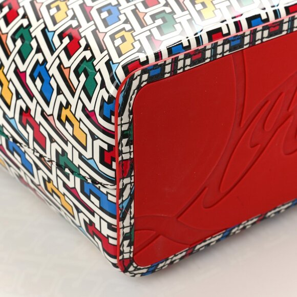 Christian Louboutin Cabata Small Leather Multicolor Red Tote Bag Pouch Italy NEW - Picture 7 of 10